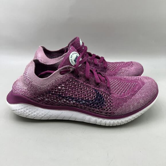 Nike Free RN Flyknit Running Shoes Women Size 9 Purple Lightweight Low Sneakers - Picture 1 of 8